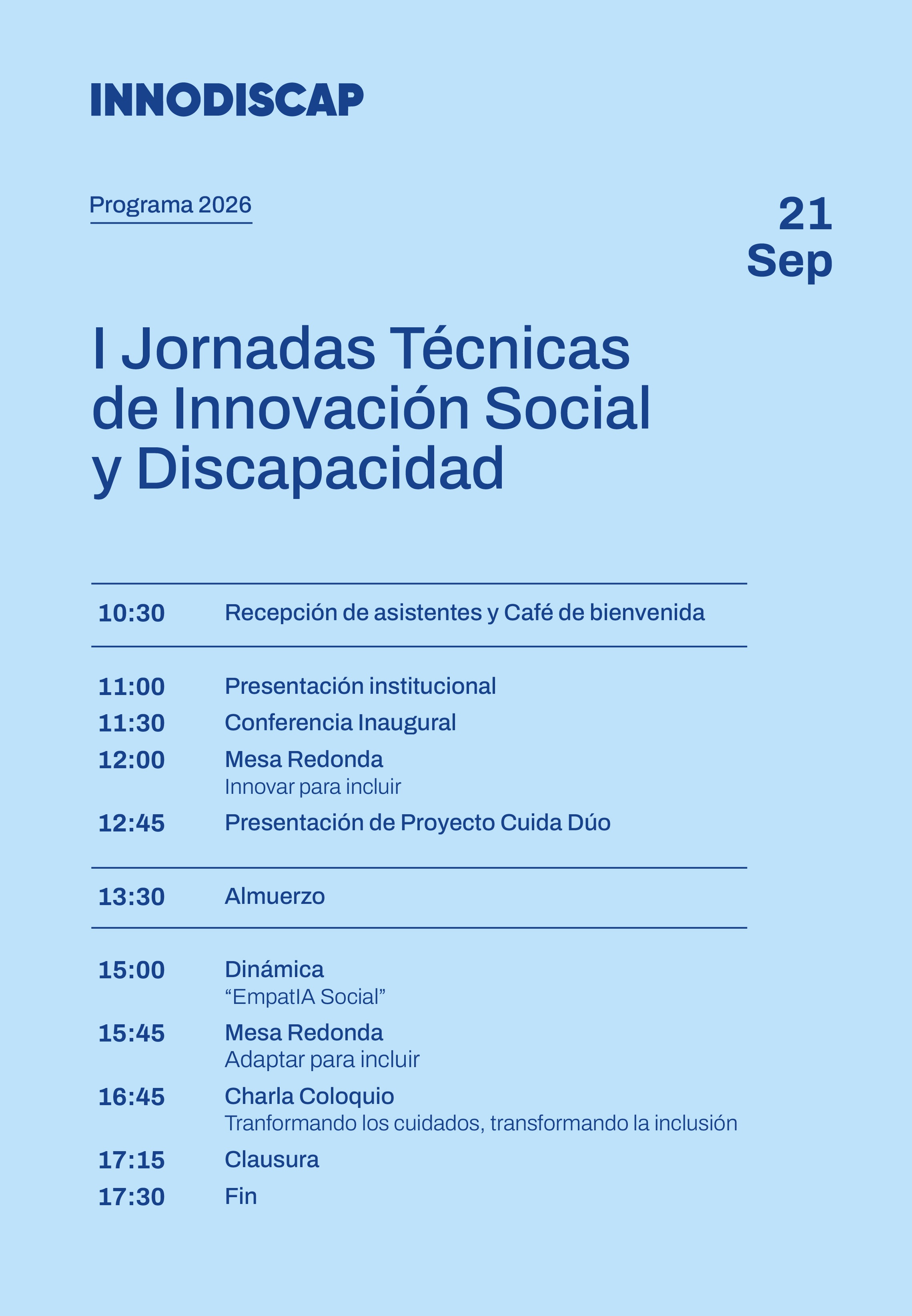 Programa día 1 — 21 de septiembre de 2026